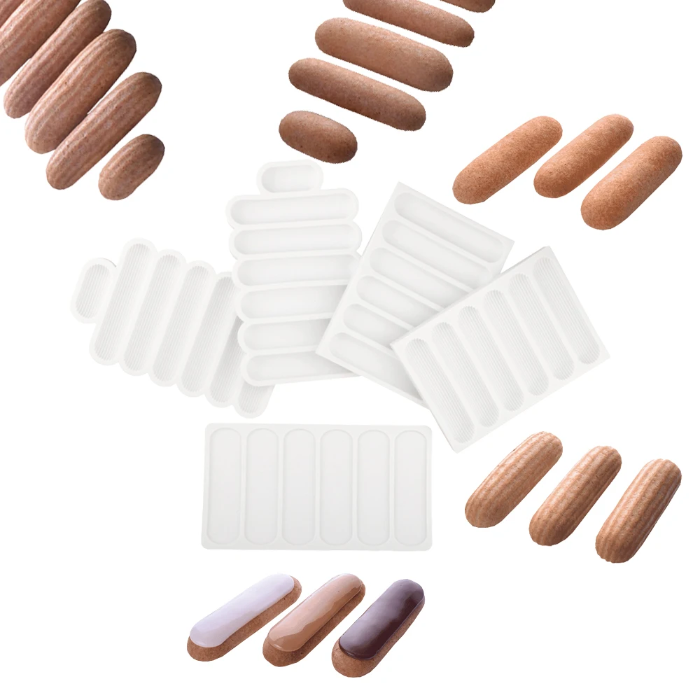 Bild 3: Eclair-Dessert-Backformen Schokoladen-Puff-Silikonform Lange Streifen-Puff-Kuchenform Küchenzubehör Gebäck-Silikon-Backformen
