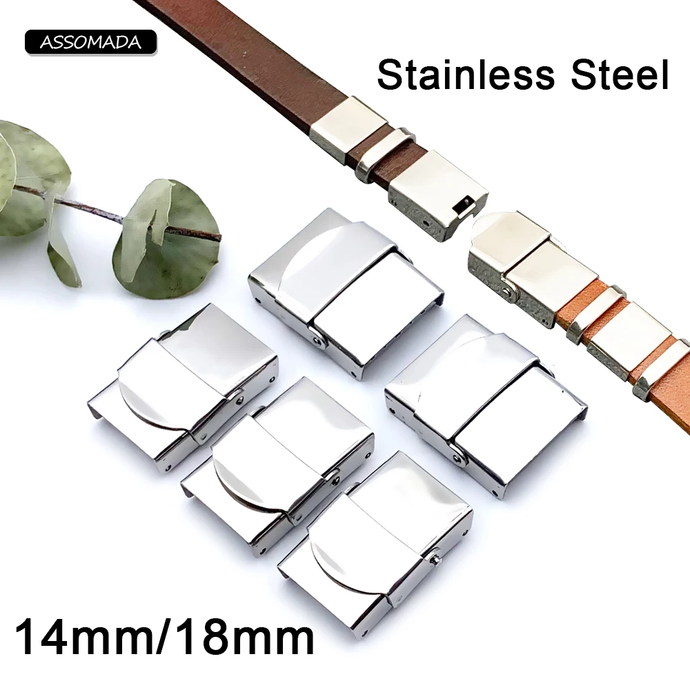 5pcs Stainless Steel Clasp For Leather Bracelet Crimp Jaw Hook Watch Band Bracelet Clasp Connect Lace Buckle DIY Jewelry Making