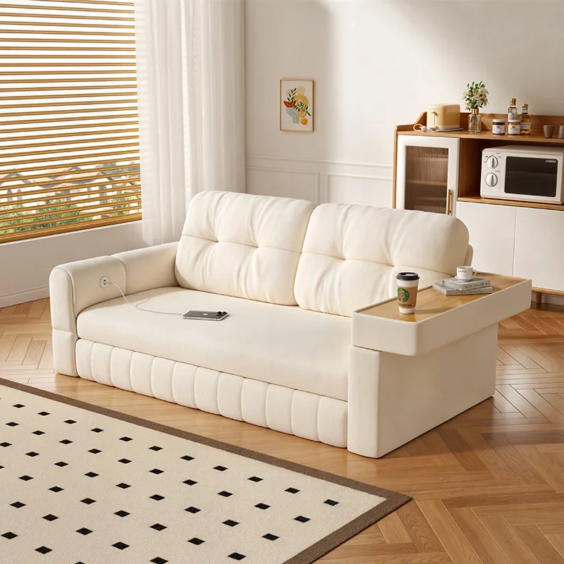

French cream wind foldable sofa bed dual-purpose household living room small apartment