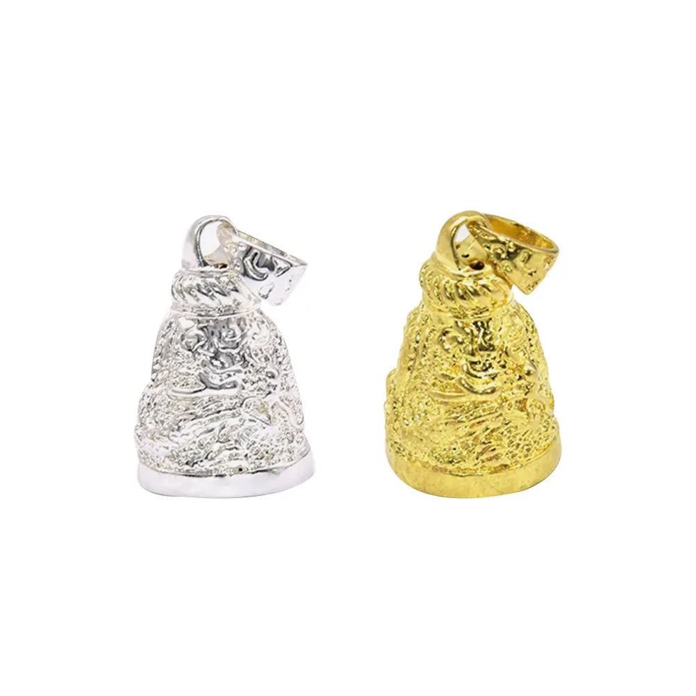 قطعتان من أجراس الحظ الصينية الجذابة مع ديكور حلقي لقلادة DIY وهدايا احتفالية جرس معلق فضي ذهبي #6
