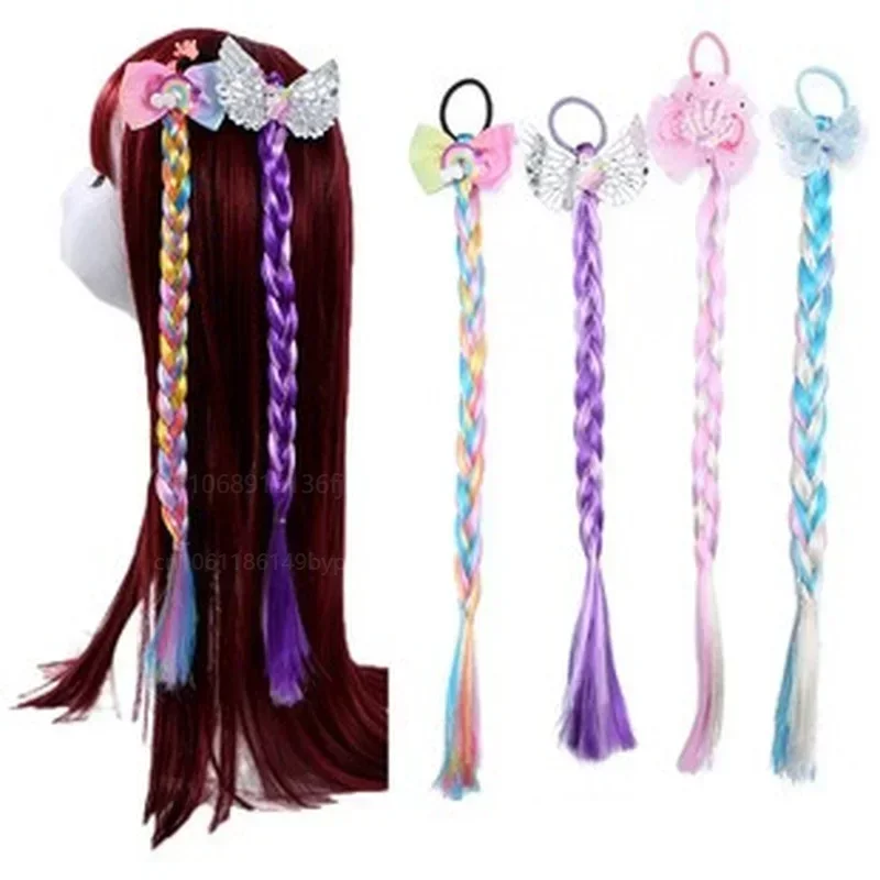 Hair Accessories Girls Cute Bow Butterfly Colorful Braid Headband Kids Ponytail Holder Rubber Bands Accesorios Para El Cabello