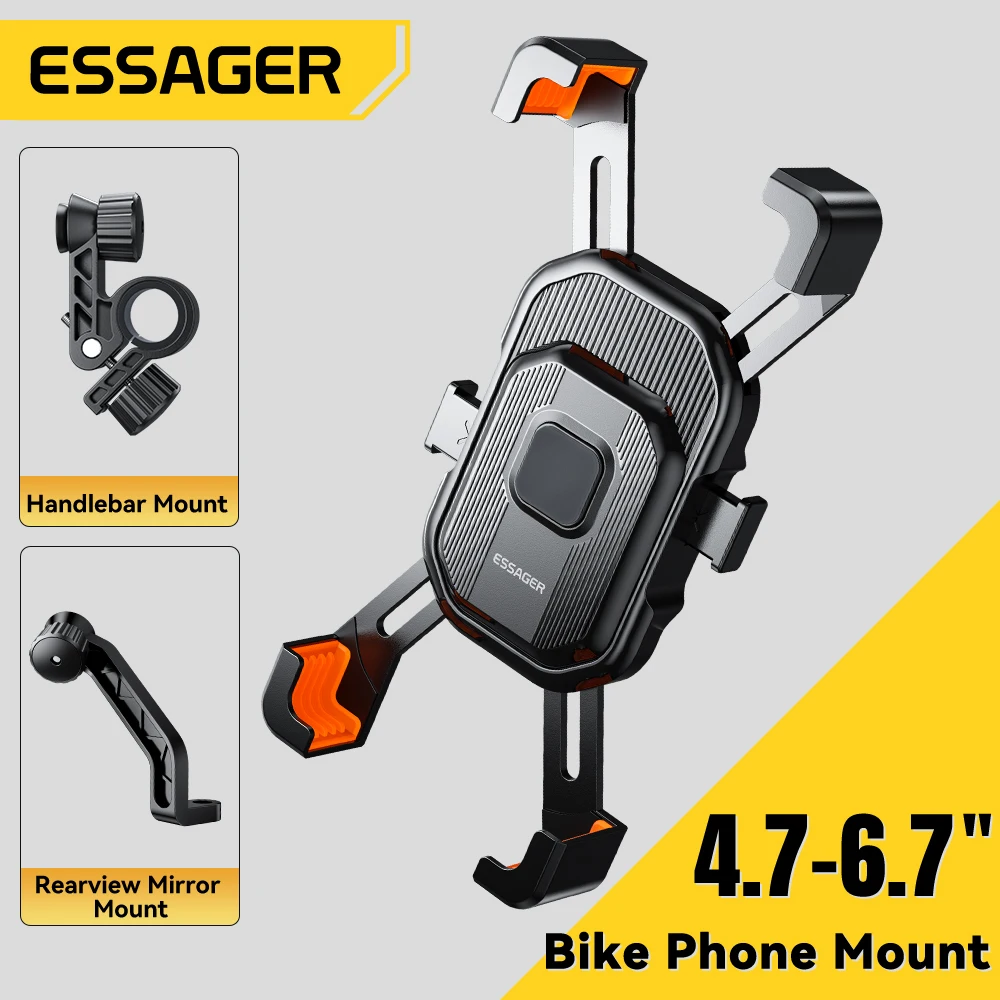 Essager Universal Bike Phone Holder 360° View Moto Motorcycle Phone Holder for 4.7-6.7inch Mobile Phone Stand Shockproof Bracket