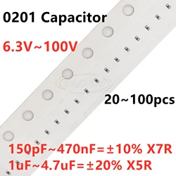 Capacitor SMD 0201, 150, 220, 270, 330, 470, 560, 680, 820PF, 1/1 5/2.2/3.3/4.7/6 8/10/15/22/33/47/68/100/220/330/470nf 2/4.7uf 50v