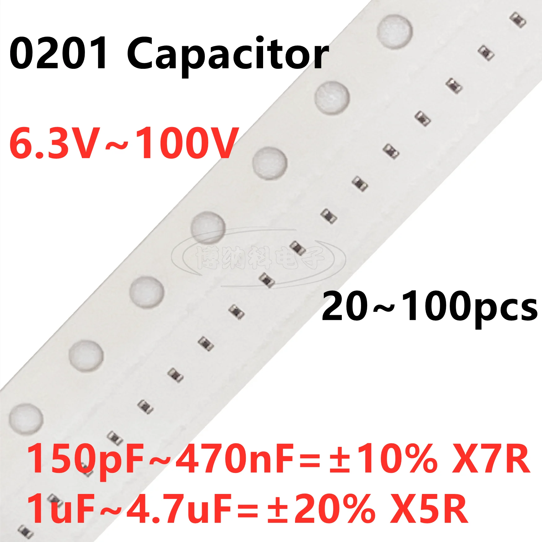 0201 Kondensator SMD 150/220/270/330/470/560/680/820PF 1/1.5/2.2/3.3/4.7/6.8/10/15/22/33/47/68/100/220/330/470NF 1/2.2/4.7UF 50V