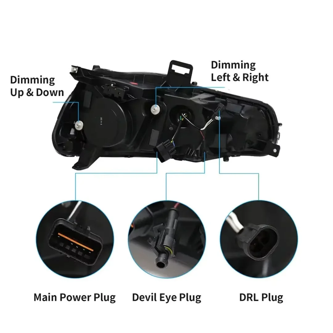 

LED Headlights for Mitsubishi Lancer & EVO X 2008-2020 Head Lamps With LED DRL Start UP Animation Sequential Turn Signal light