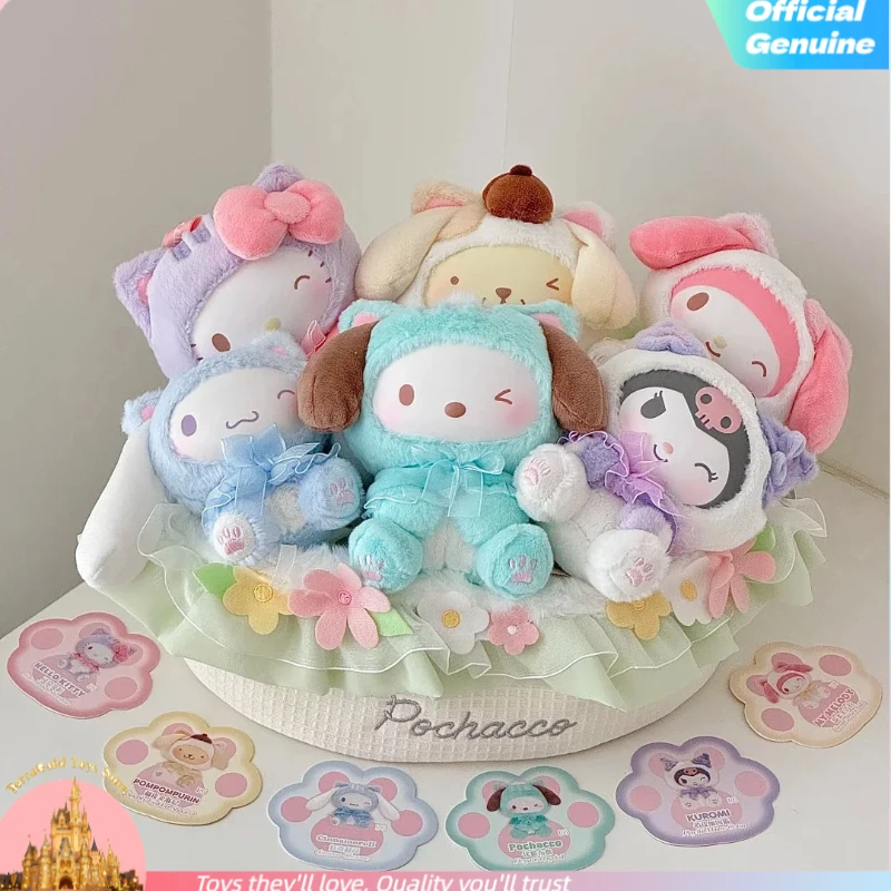 TOP TOY Sanrio Family Cute Cat Series Plush Keychain Blind Box Kawaii Stuffed Doll Desktop Ornament For Fans view 2