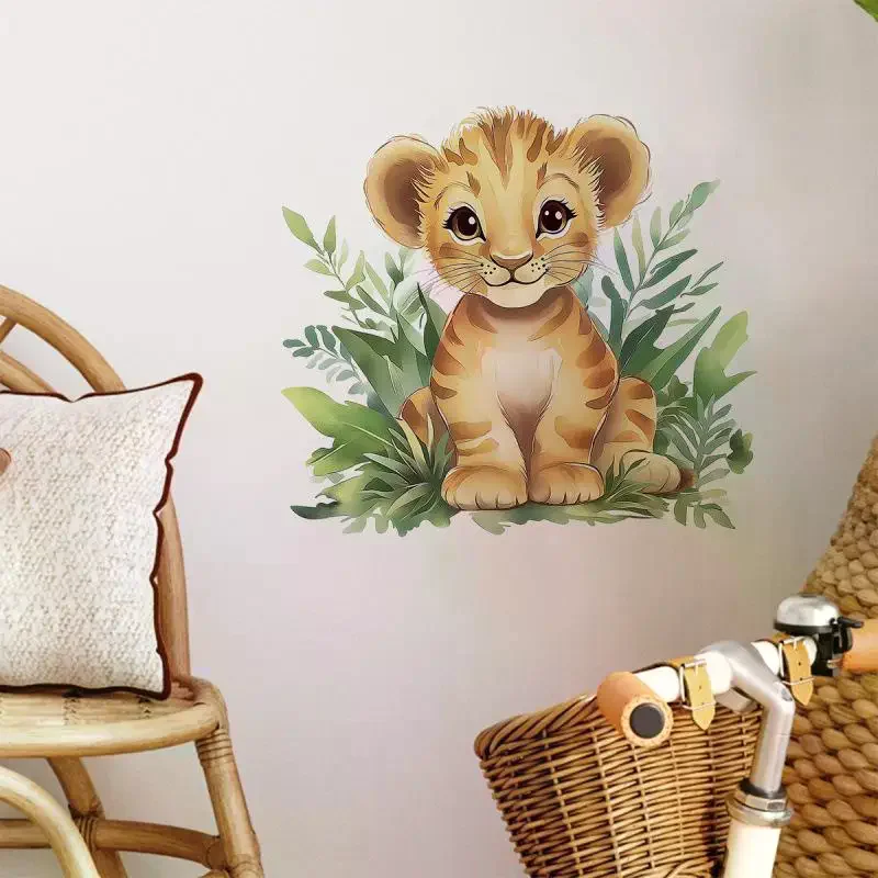 1PC Cartoon Painted Tiger Children's Bedroom PVC Living Room Home Decoration Wall Stickers Self-adhesive PVC