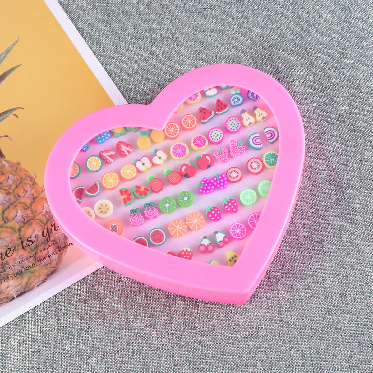 

36Pairs Ear Studs Set Women Earrings Mixed Patterns Lightweight Comfortable Elegant Transparent Box Gift for Teens Women