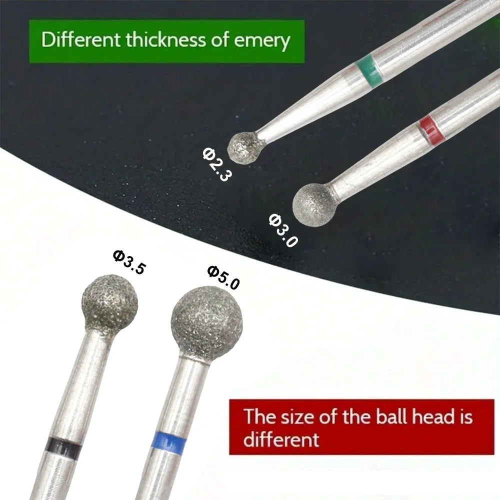 4 Pz/set Piccola Sfera 2.3/3.0/3.5/5mm Punte da Trapano per Unghie Diamantate Punte per Manicure Elettrica Frese Kit Lime per Pedicure Gel Pol