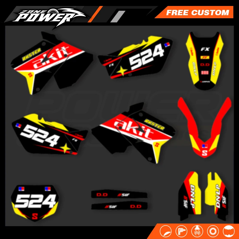 Powerzone For SUZUKI RM125 RM250 2012 2011 2010 2009 -2001 Decal Stickers Motorcycle Graphics Number Name Background Custom 05