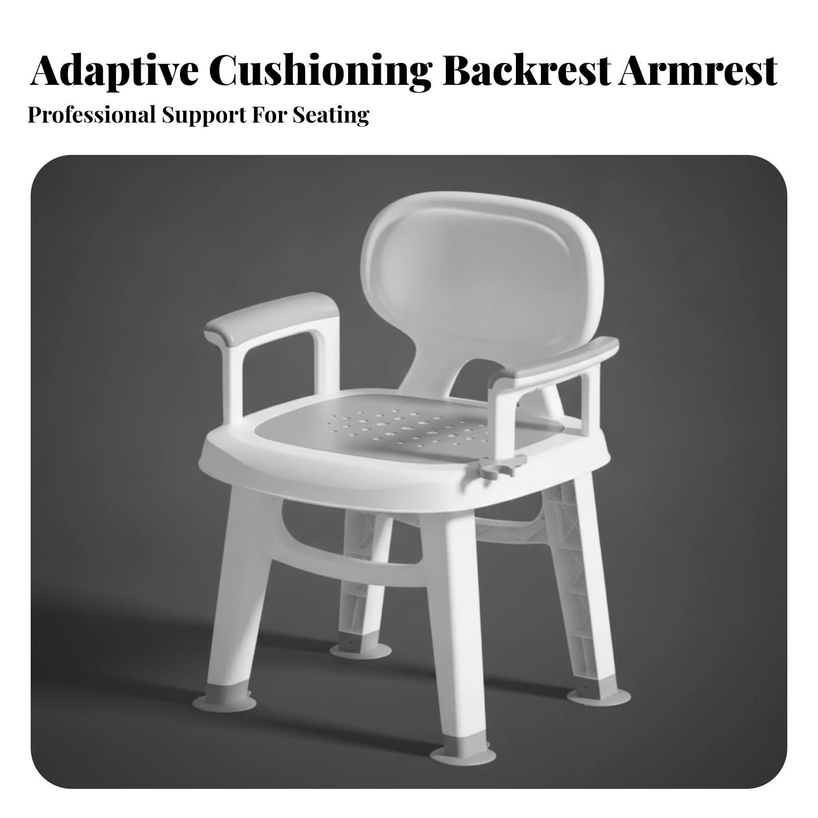 Shower Chair with Backrest Perforated Bath Chair with Armrests Furniture Anti-Slip for Elderly, Bathroom, Bathtub
