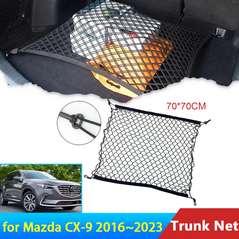 for Mazda CX-9 CX9 CX 9 2023 2022 2021 2020 2019 2018 2017 2016 Accessories Car Floor Boot Trunk Net Elastic Storage Organizer