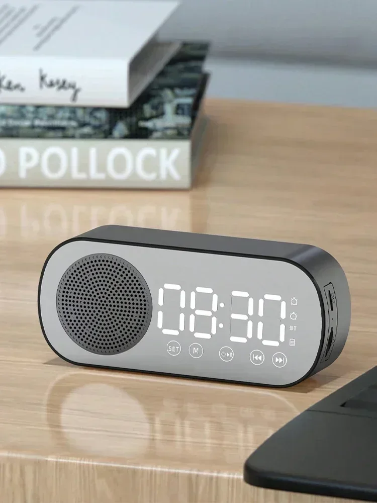 

Mini AI bluetooth speaker Wireless Smart Alarm Clock Speaker Bluetooth Speaker, Multi-functional Loud Subwoofer Clock