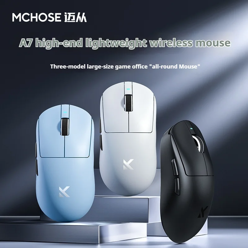 MCHOSE A7 Pro Wireless Tri-Mode Gaming Mouse PAW3395/3950 59g Lightweight 8k Low Latency 2.4g Bluetooth Gaming Office Mouse