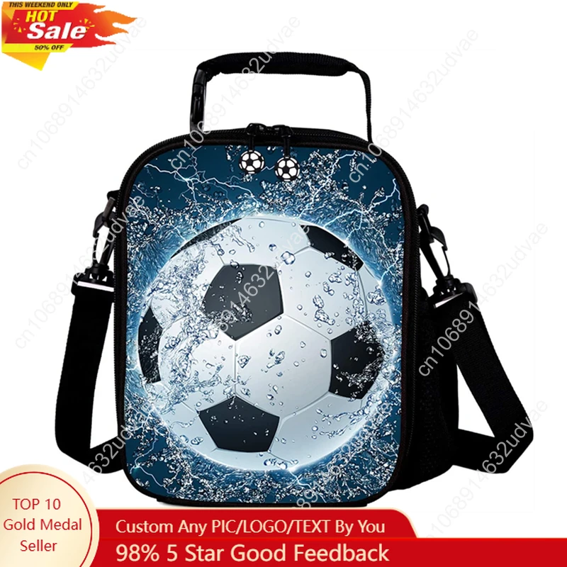 

Lunch Boxes for Children Upgrade Insulated Football Lunch Bag Waterproof Reusable Portable Meal Ice Pack for Boys Girl