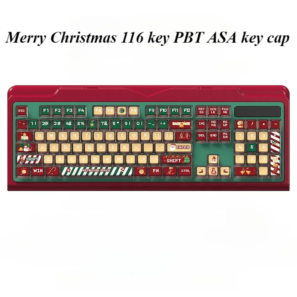 Merry Christmas 116-key PBT ASA keyboard keycaps for MX switches, custom mechanical keyboard accessories