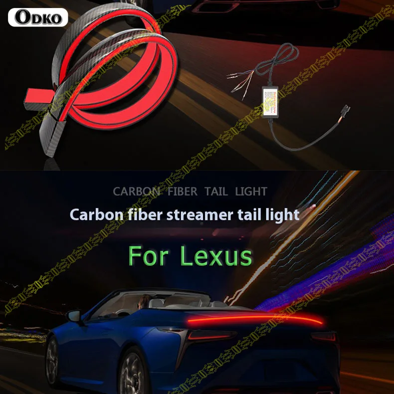 

Car High Position Brake Lights Rear Tail Warning Signal Lamps LED Carbon Fiber Spoiler Flow Lamp For Lexus ES200 ES300h GS IS