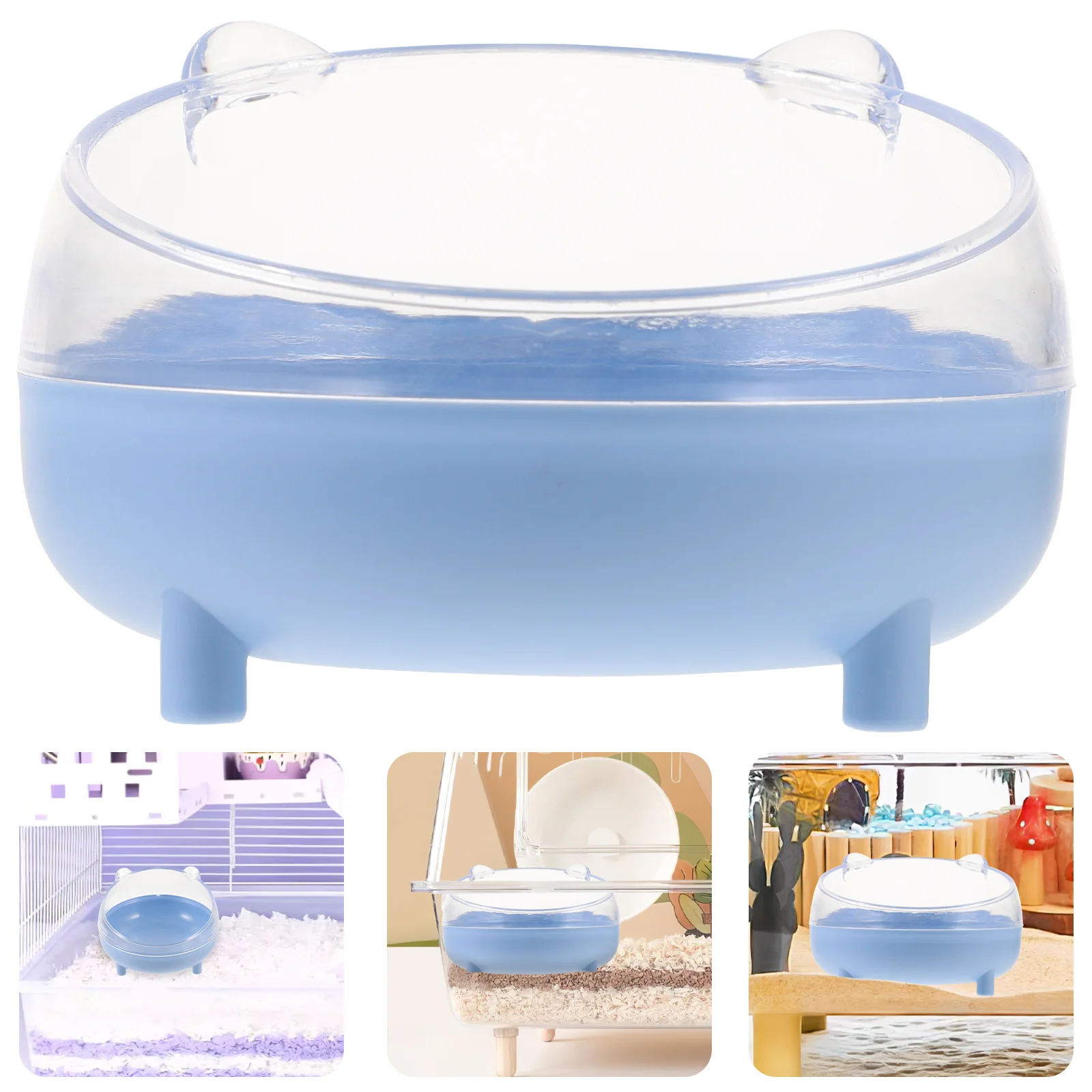 

Small Pet Chinchilla Hamster Sand Bath Room House Bathroom Container Half-close Transparent Lid Box (Random Color)