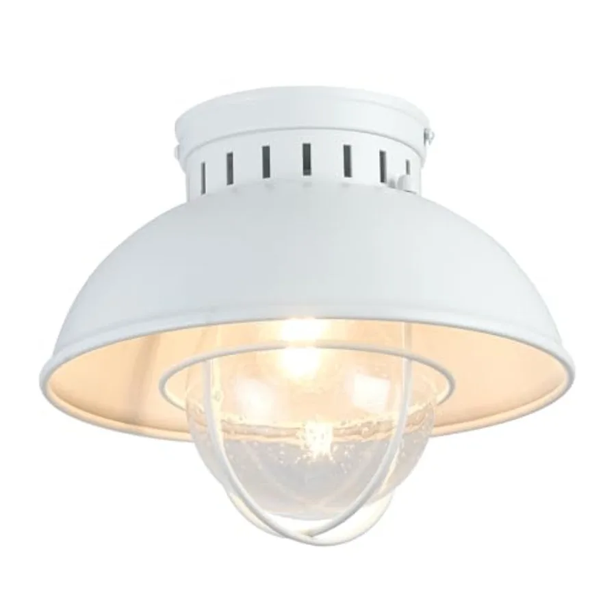 

Outdoor Ceiling Light Farmhouse 10 Inch Flush Mount Ceiling Lights Fixture Metal Cage Seeded Glass Semi Entry Hall Light Fixtur