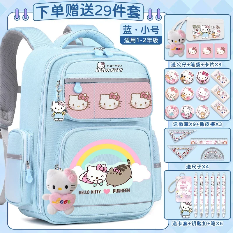 Sanurgente-Cartable étudiant Hello Kitty, grande capacité, décontracté et léger, coussin initié, étanche, sac à dos anti-taches, nouveau