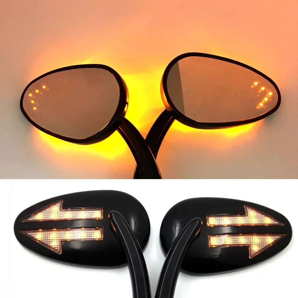 Piezas de motor, espejo de señales de giro LED con flecha integrada para Harley-Davidson, compatible con Softail 1997-2017/2015-later FLRT