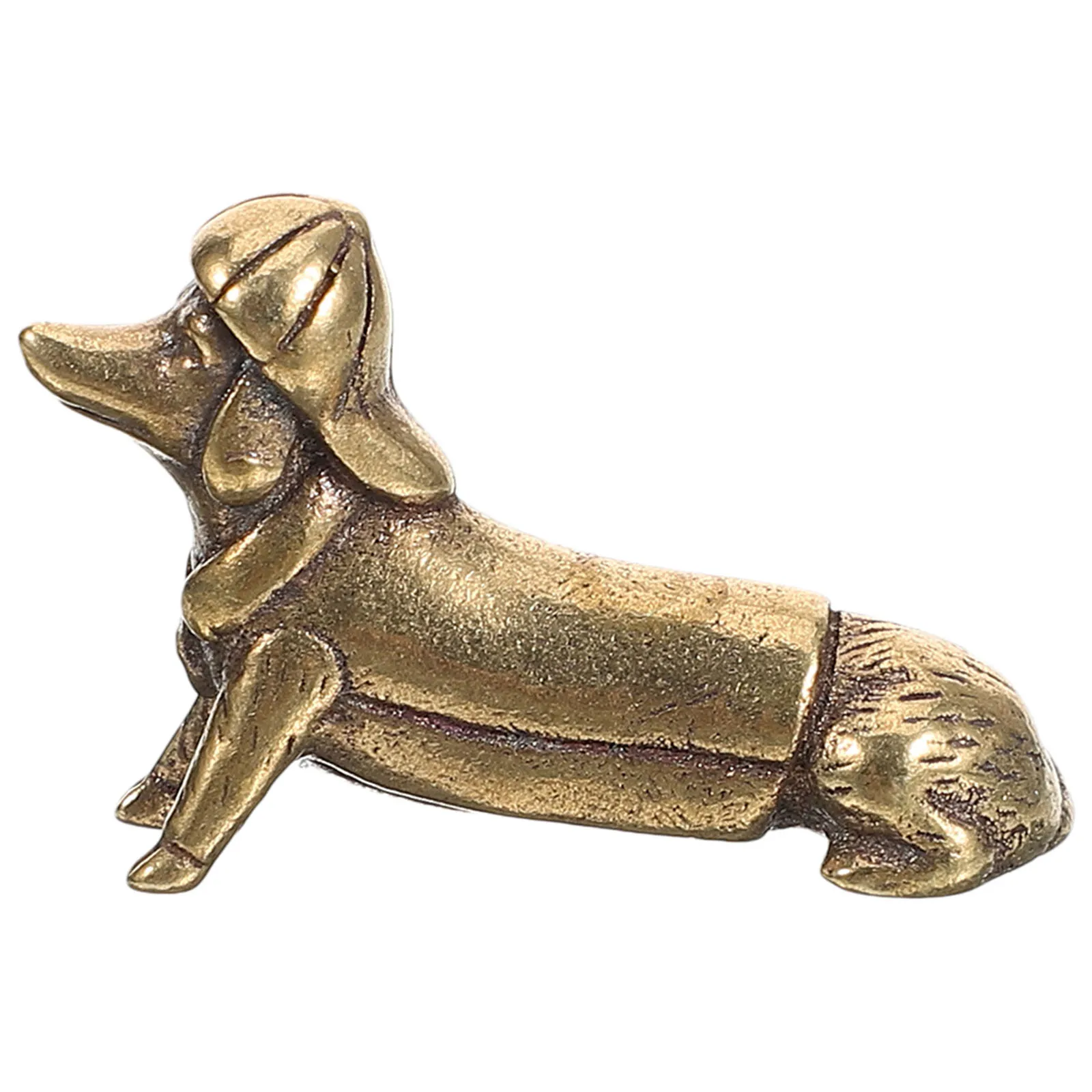 

Dachshund Dog Figurine Copper Craft Statue Decorative Retro Ornament Desk Miniature Animal Model Indoor Tabletop