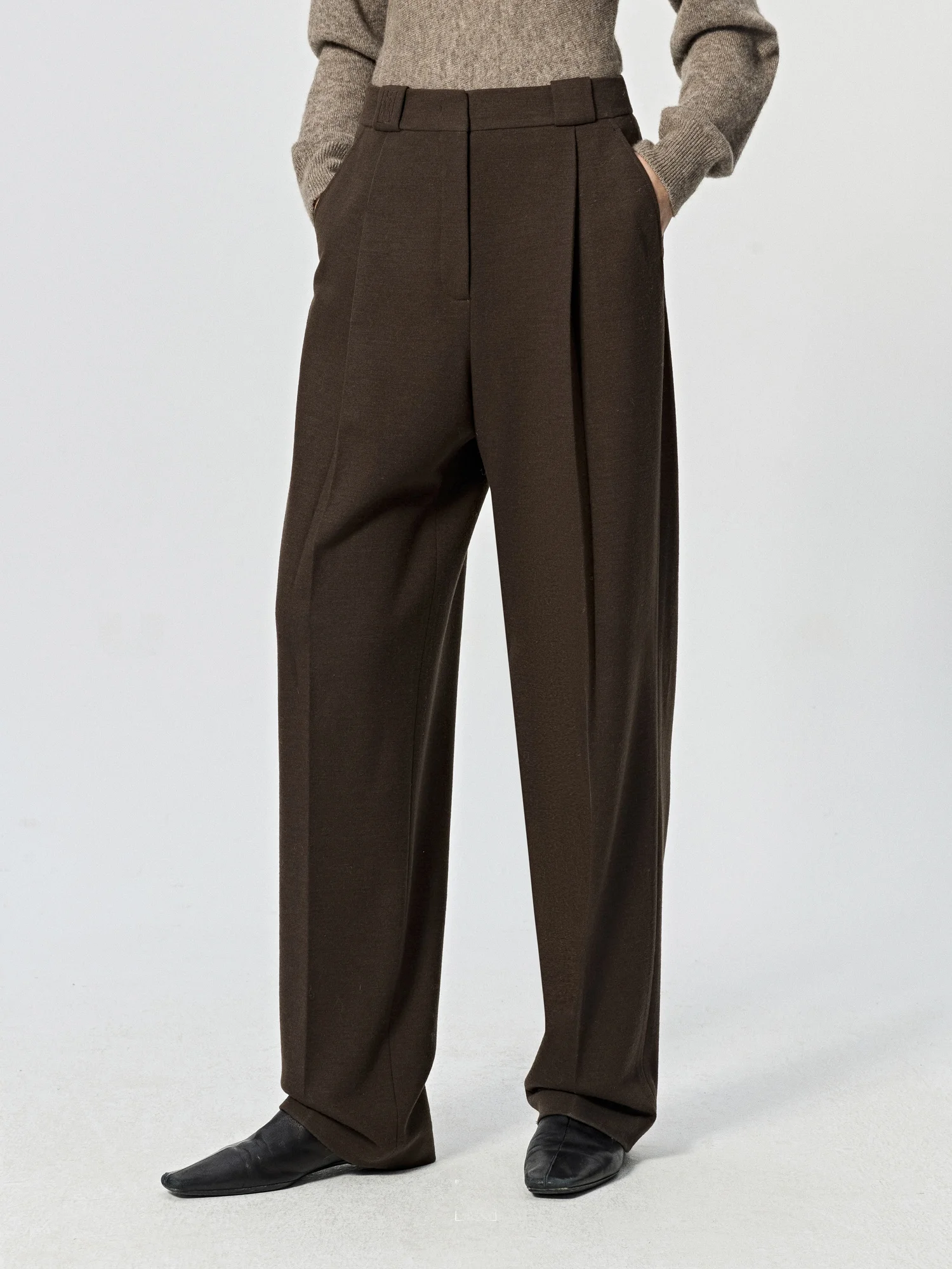 

A Thiened Woolen Pants Conical Long Trousers Embroidered Loop Loose Fit Casual Sle for Women Universal l Waist