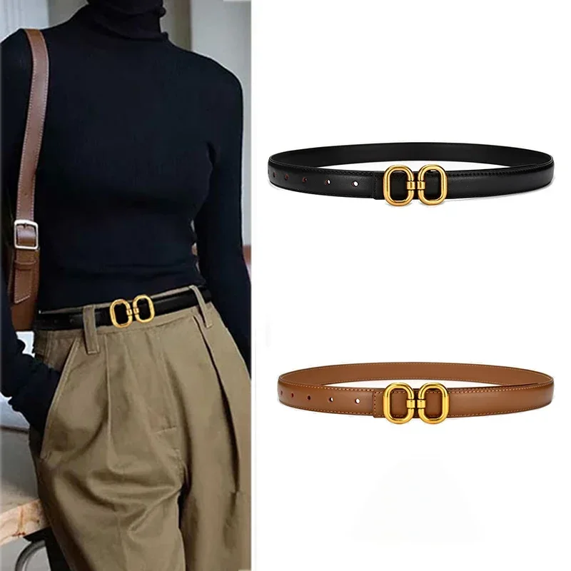 New Women's Belt Classic Gold Pin Buckle Fashion PU Leather Premium Feeling Pant Belts Luxury Belt for Women Designer Belt's