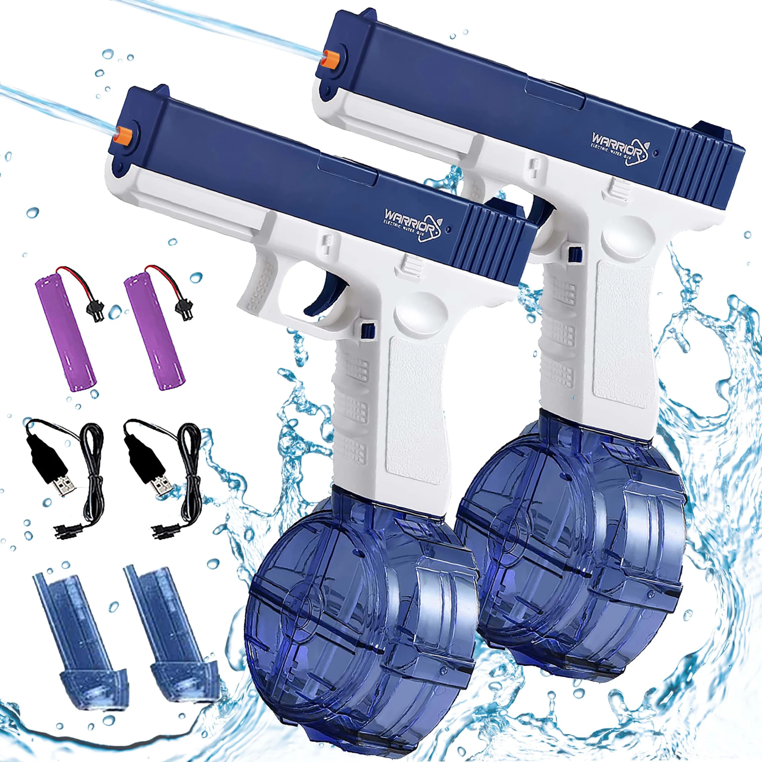 Pistola de agua eléctrica Pistola pulverizadora automática recargable Alcance de capacidad de juguetes Alcance de hasta 32 pies para adultos y niños - Azul