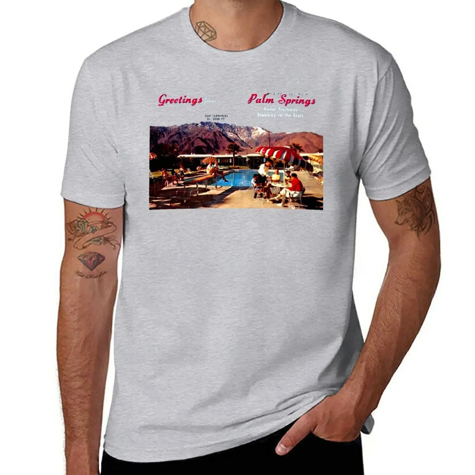 New GREETINGS FROM PALM SPRINGS! - POSTCARD T-Shirt T-shirt for a boy black t shirts mens graphic t-shirts pack