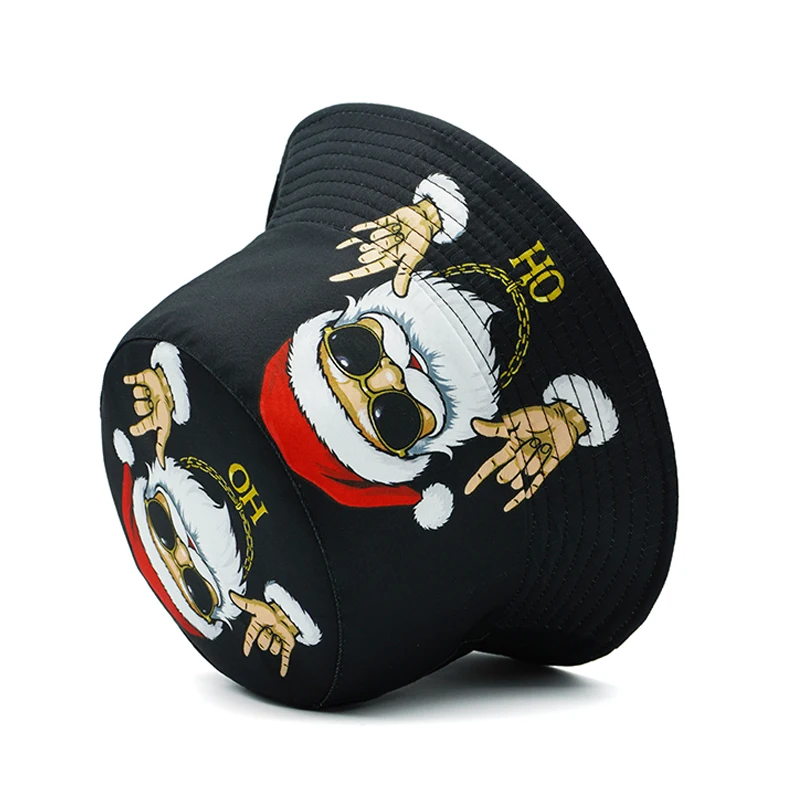 ボッカ クリスマス サンタクロース バケットハット 漫画風バケットハット フェスティバル会場デザイン 両面 パナマ帽 メンズ レディース ヒップホップ