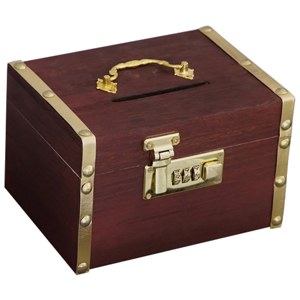 

Password Lock Retro Money Case Bank Coin Saving Jar Retro Wood Money Case Vintage Home Decor Teaching Equipment