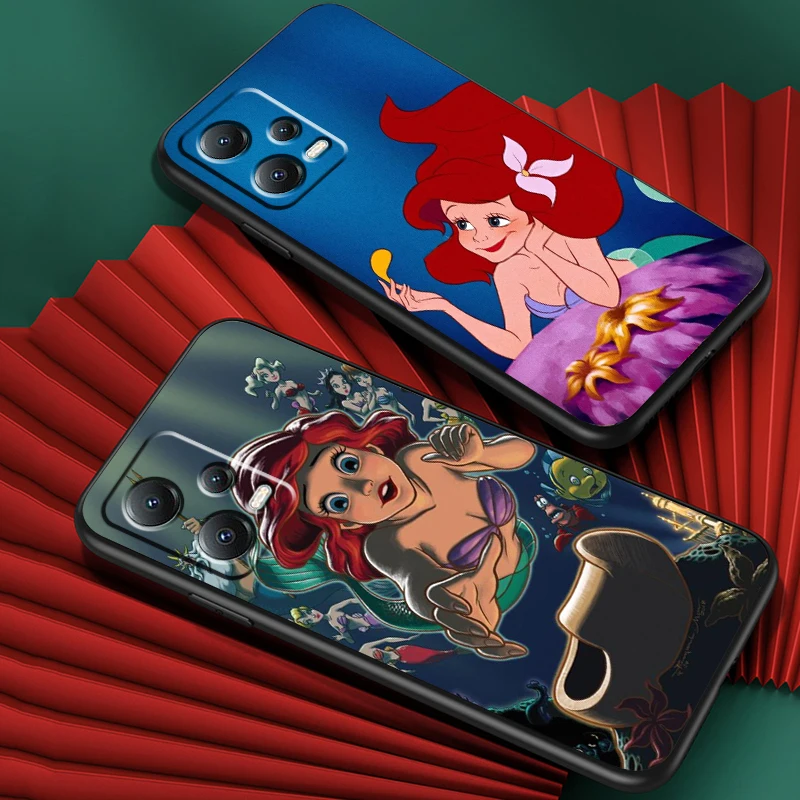 M-Mermaid Disney Cartoon For Xiaomi Redmi Note 13 12R 12 12S Turbo 11 11T 11S 10 10S Pro Plus 5G Black TPU Phone Case