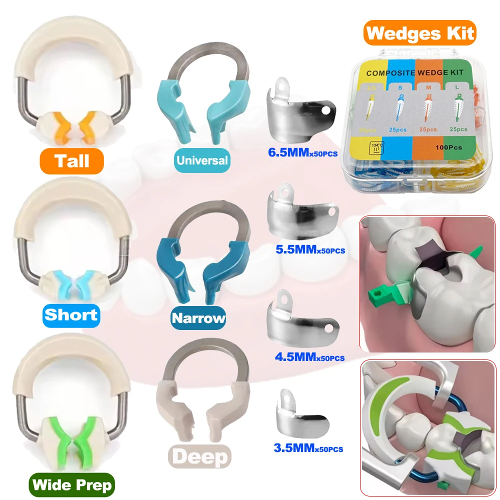 

Dental Matrix Bands Sectional Matrix System Metal Matrices Clamping Ring Interdental Adaptive Composite Wedge Dentistry Tools