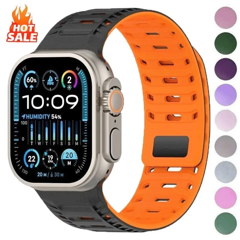 Silikon-Magnetbänder, Schlaufenarmband für Apple Watch 42 mm, 44 mm, 45 mm, 46 mm, 49 mm, iWatch-Serie 11 10 9 8 7 6 5 4 3 2Se Ultra
