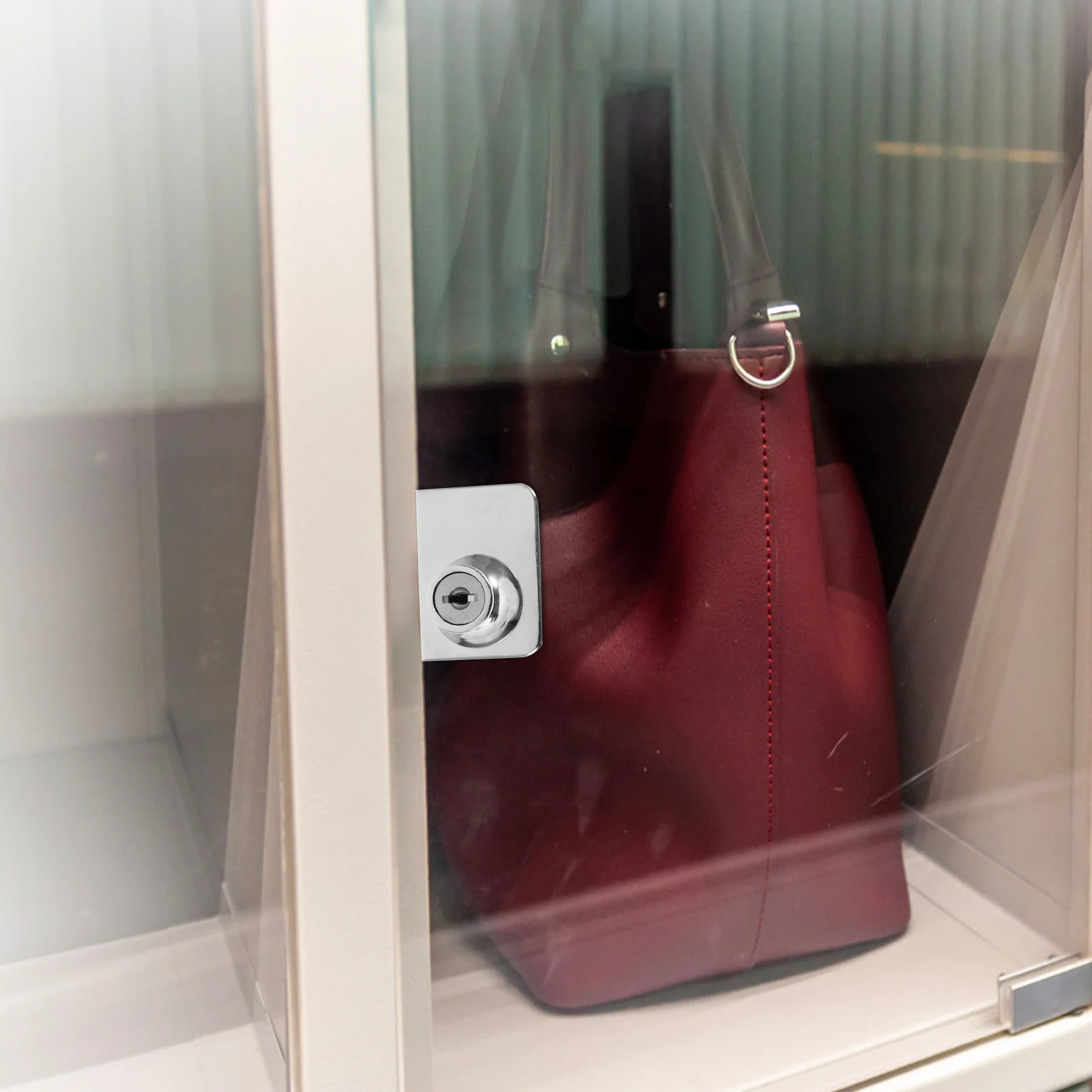

Glass Cabinet Lock Zinc Alloy No Drill Installation For Showcase Wine Cabinet Home Office Display Case Security Lock