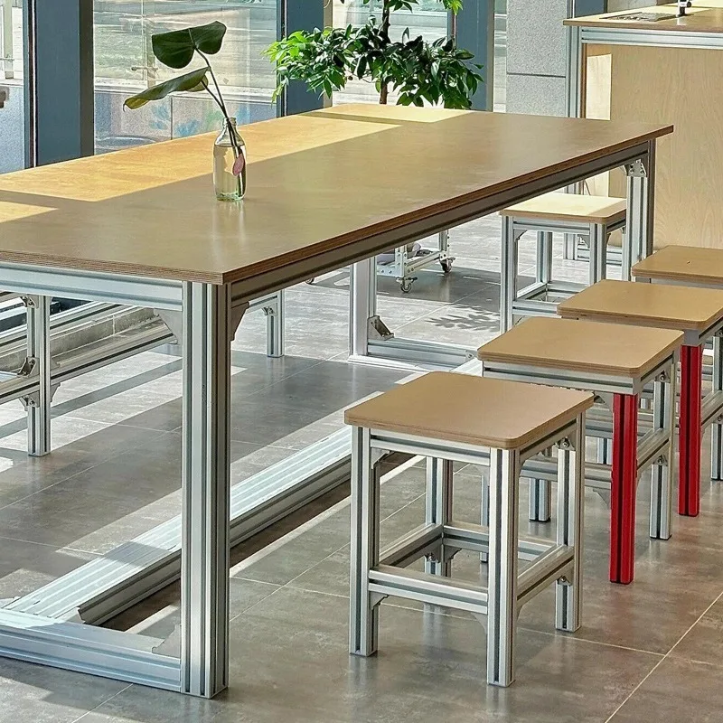 Тарелка из березового океана, алюминиевый профиль, кофейный стул, магазин чая с молоком, комбинация стола и стула