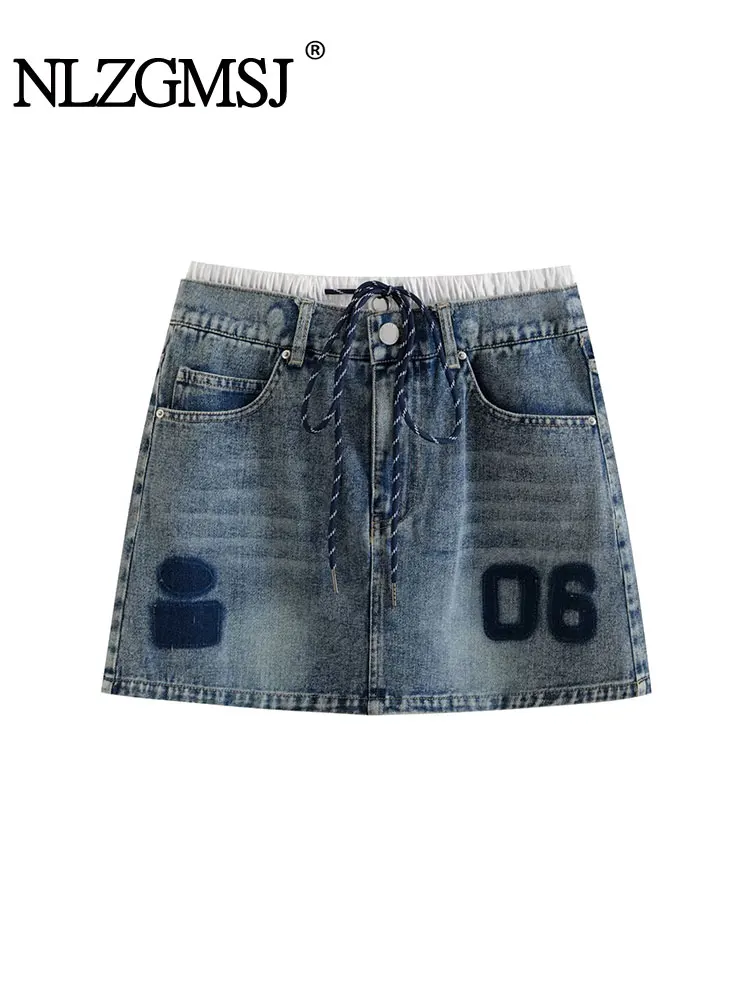 

Винтажная повседневная шикарная женская юбка, однотонная тонкая джинсовая короткая юбка, новая мода, летняя уличная мини-юбка 2025 года