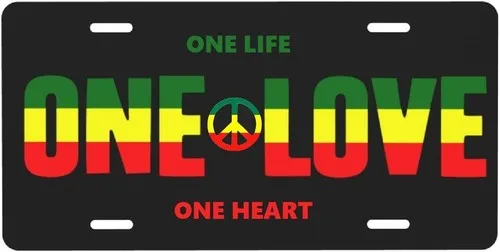 One Life One Love One Heart Jamaica Rasta License Plate Aluminum