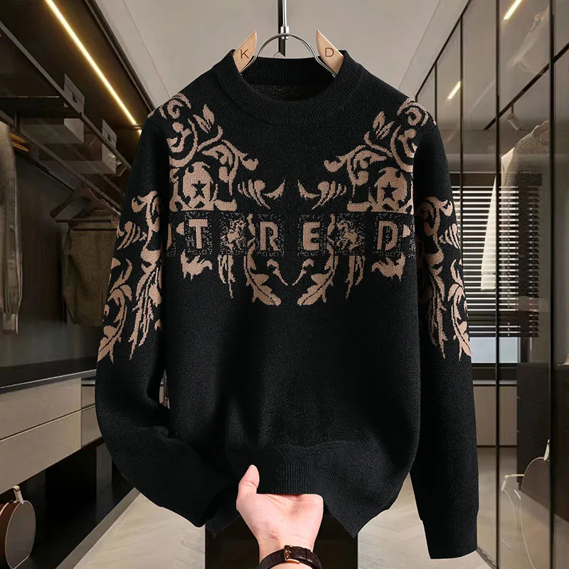 

Мужской вязаный свитер с круглым вырезом, толстый, теплый, повседневный, для ношения под одеждой, зимний, модный, с бахромой, удобный, свободного кроя, длинный...