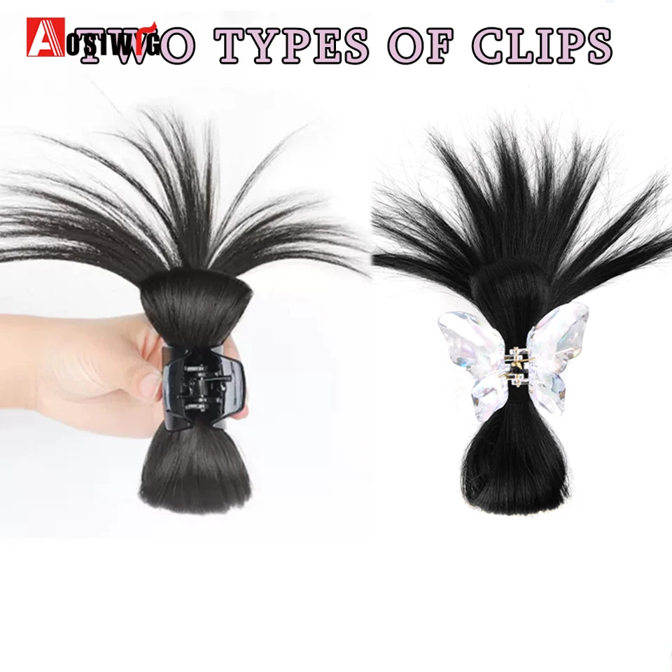 Włosy syntetyczne Shuttlecock Bun Straight Scrunchie Claw Clip In Hairpiece Przedłużanie włosów Naturalne sztuczne akcesoria do włosów dla kobiet