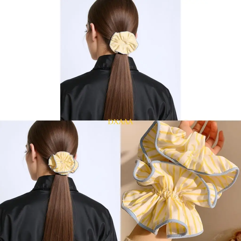 

DXAA Fashion Stripe Scrunchie for Women Oversized Scrunchy Ponytail Holder Single/Double Layer Elastic Hairband All Matching