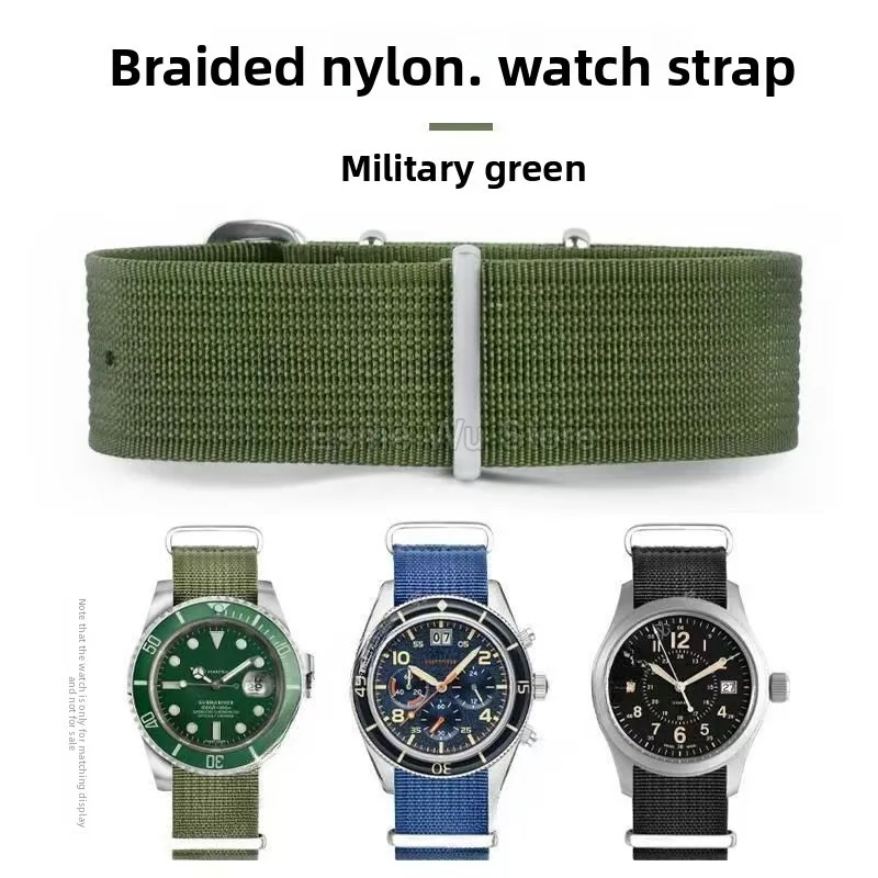 عالية الجودة حفرة نمط الرياح العسكرية تنفس قماش النايلون حزام الساعات الأسود الجيش الأخضر الشريط سوار ساعة