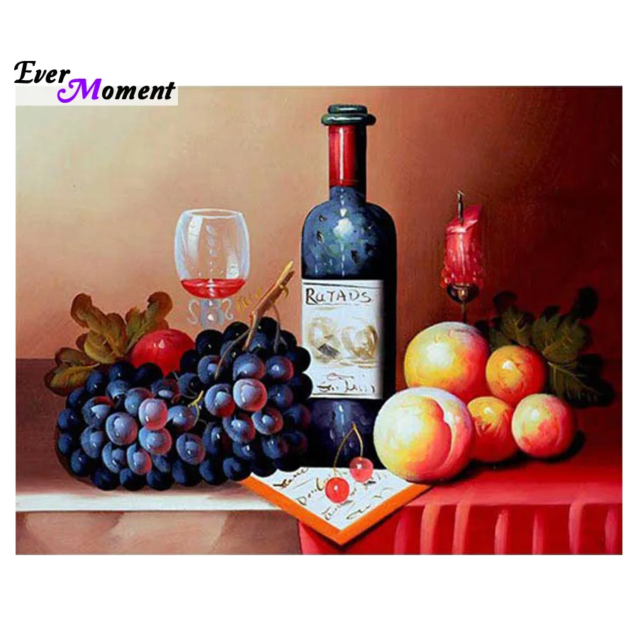 

DIY алмазная живопись красное вино фрукты вышивка крестиком квадратные круглые наборы бриллиантов незавершенная декоративная вышивка ASF290