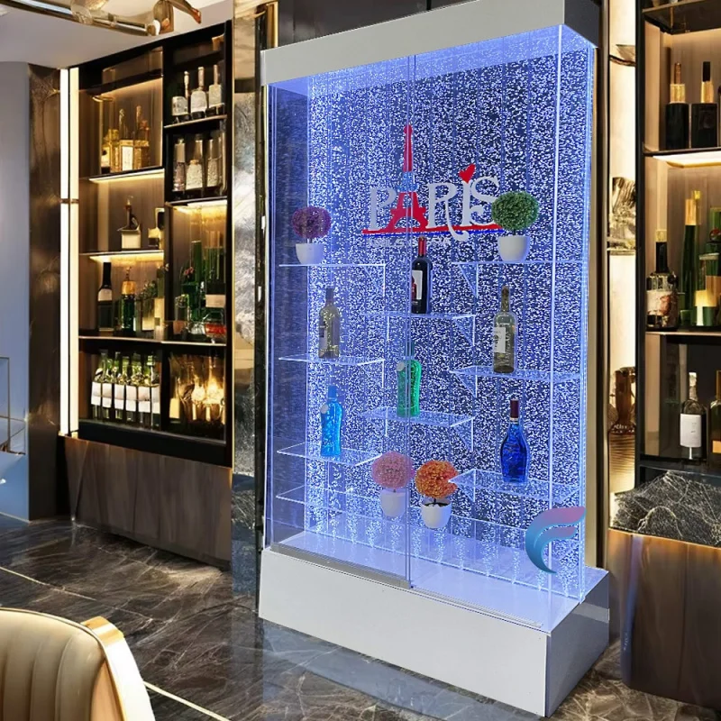 Panel Dinding Gelembung custom.Hot Sale dengan Lampu LED Dekorasi Rumah dan Display Dilengkapi Rak Minuman