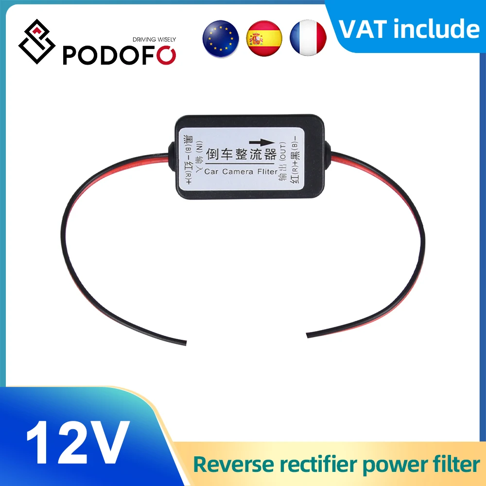 Podofo 12V Power Filter Reverse Rectifier Ballast Solves the Interference of Reverse Camera Ripple,Flashing Screen