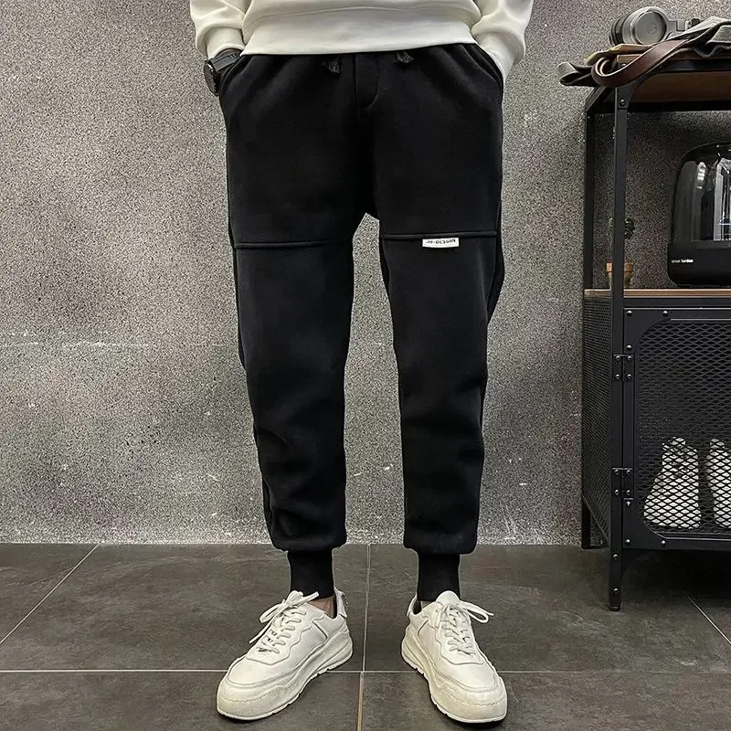 

Plain Autumn and Winter Tights Trousers Cropped Cotton Slim Male Sports Pants Skinny Joker New in Flated Luxury Men's Sweatpants