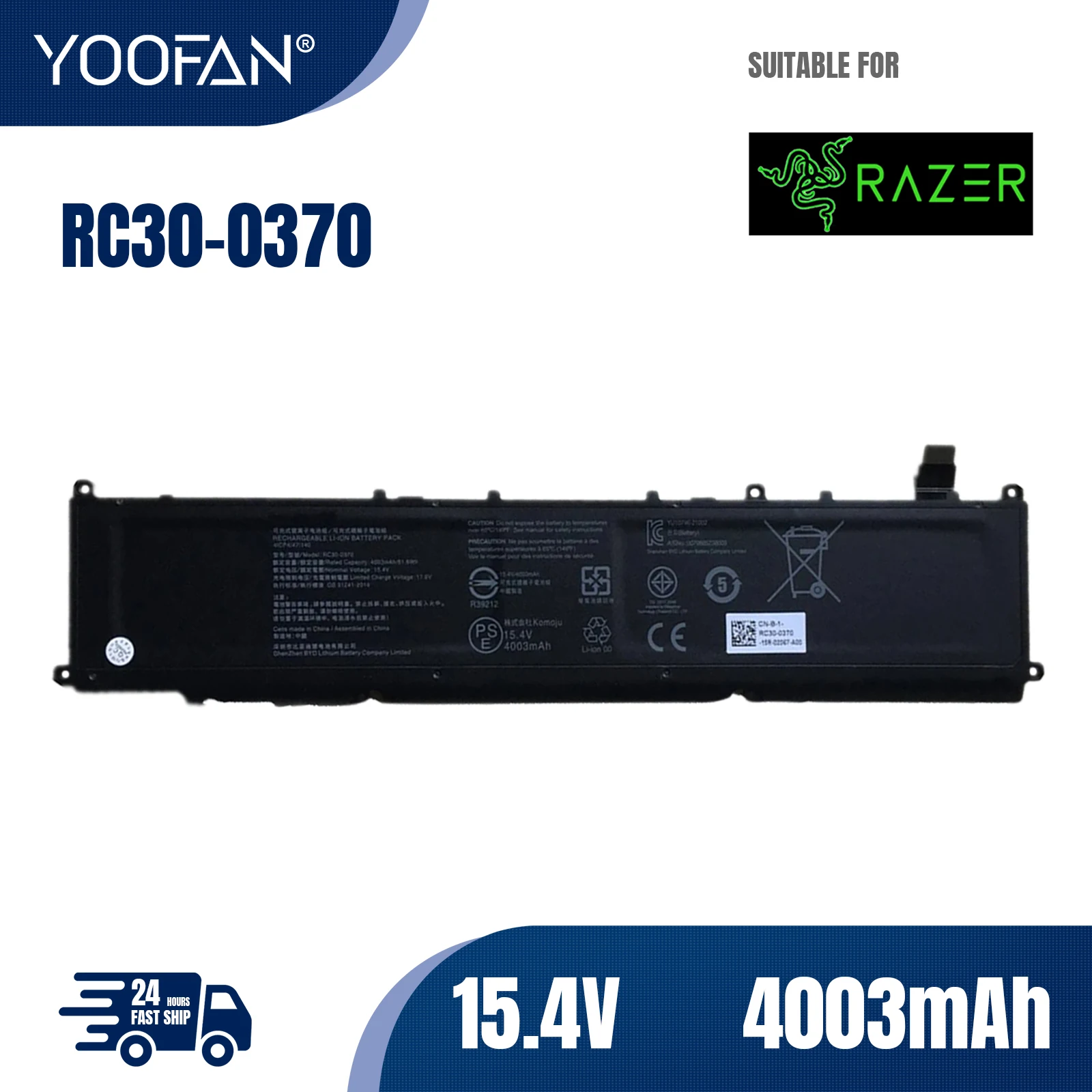 YOOFAN Batería Original para ordenador portátil Razer Blade Ryzen, 15,4, 2021 V, 61.6Wh, 14 