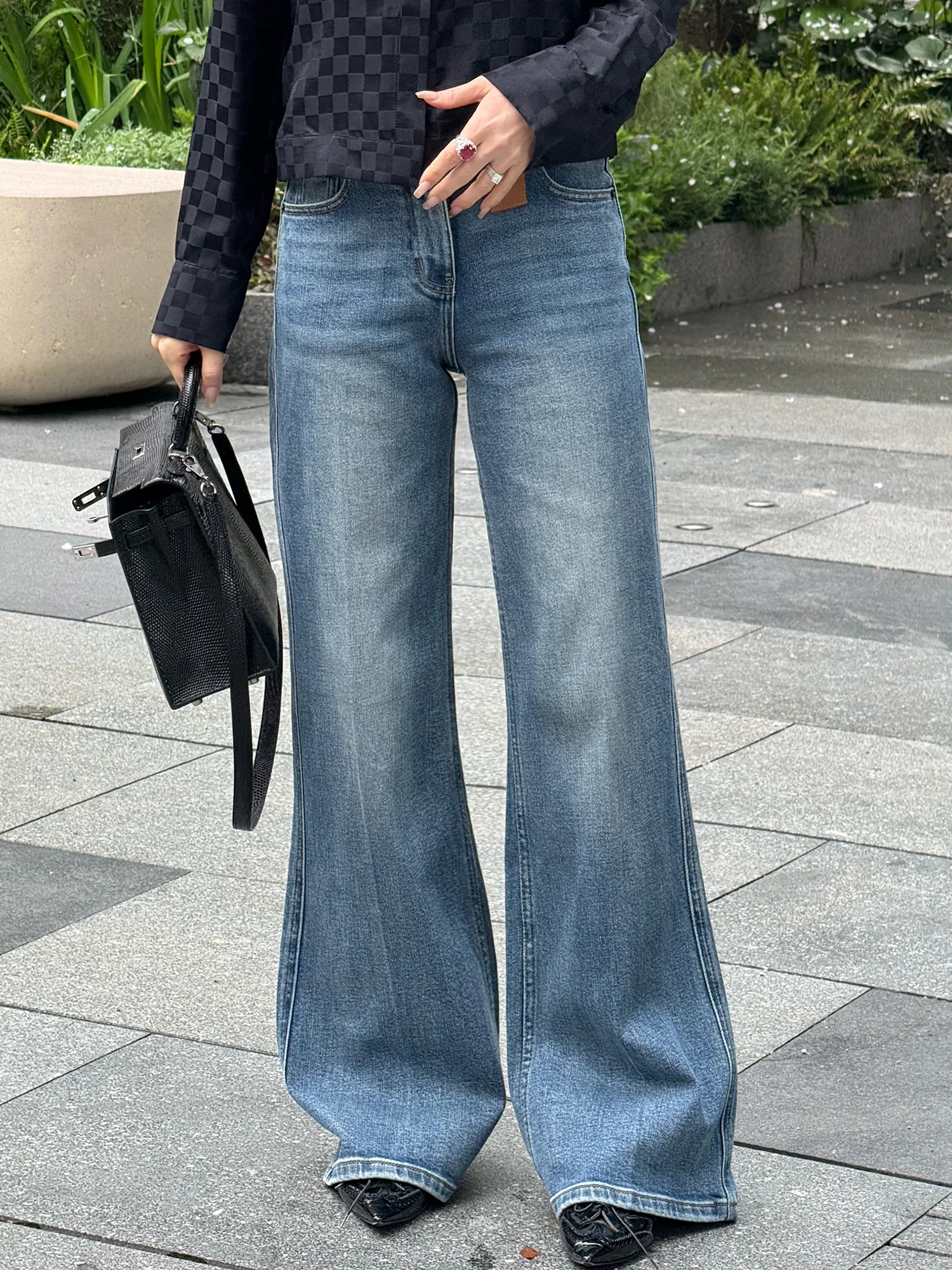 

Washed Denim Pants Versatile Retro Luxury Atmosphere Long Pants Spring Design Sensation All-Match Women's Hanfu Set