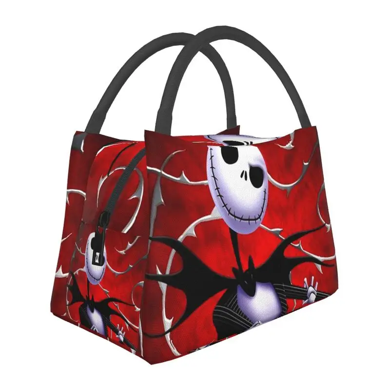

Tim Burton Christmas Horror Movie Insulated Lunch Bags for Women Jack Resuable Cooler Thermal Bento Box Work Travel